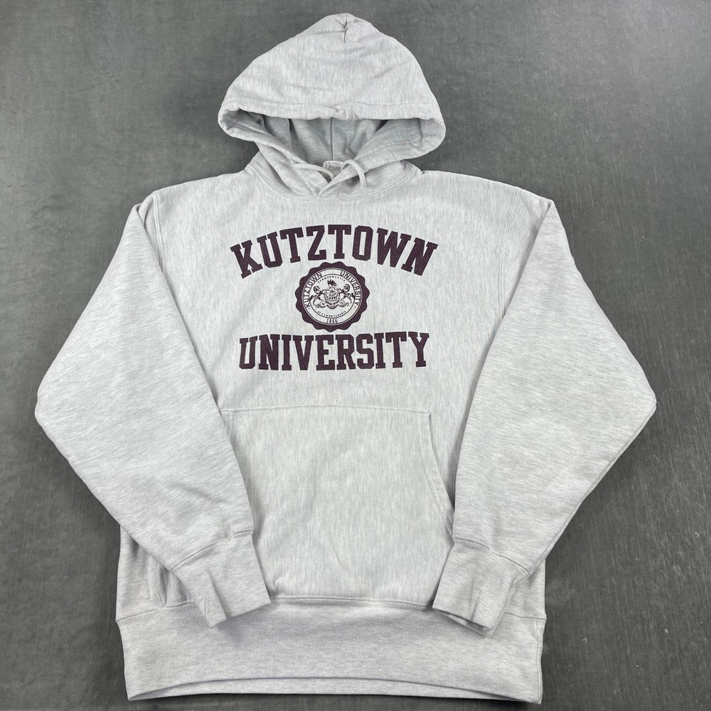 Kutztown University Champion Mens‎ Large Grey Reverse Weave Hoodie Sweatshirt